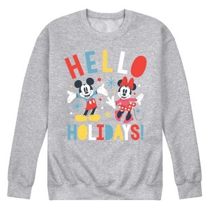 Men's - Disney - Mickey and Minnie Hello Holidays Graphic Fleece Sweatshirt - 1 of 4