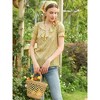 INSPIRE CHIC Women's V Neck Short Sleeve Floral Print Blouses - 3 of 4
