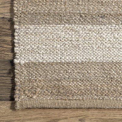 Bleached Denim Handmade Jute & Cotton 5' x 8' Striped Area Rug