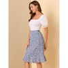 INSPIRE CHIC Women's Floral Ruffle Elastic High Waist Button Flowy Split Skirt - 4 of 4
