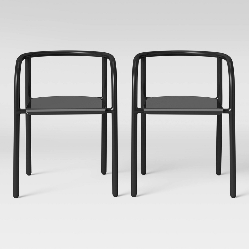 Photos - Computer Chair Set of 2 Kids' Metal Activity Chairs Black - Pillowfort™