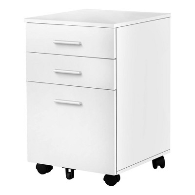 Monarch Specialties File Cabinet Rolling Mobile Storage Drawers Printer Stand Office Work Laminate White Contemporary Modern
