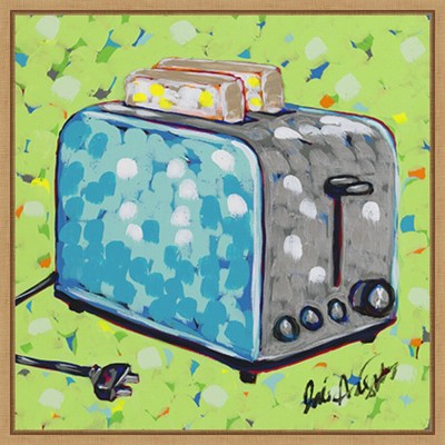 22" Brown Maple Framed Canvas Print of Vintage Toaster