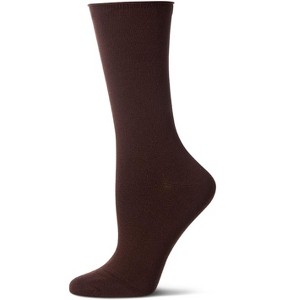 Memoi Women's Essential Roll Cuff Bamboo Blend Crew Socks - 1 of 4