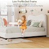 Boucle Upholstered Bed Frame with Soft Headboard, Low Profile Platform Bed with Rounded Corners & Wooden Slats - 3 of 4