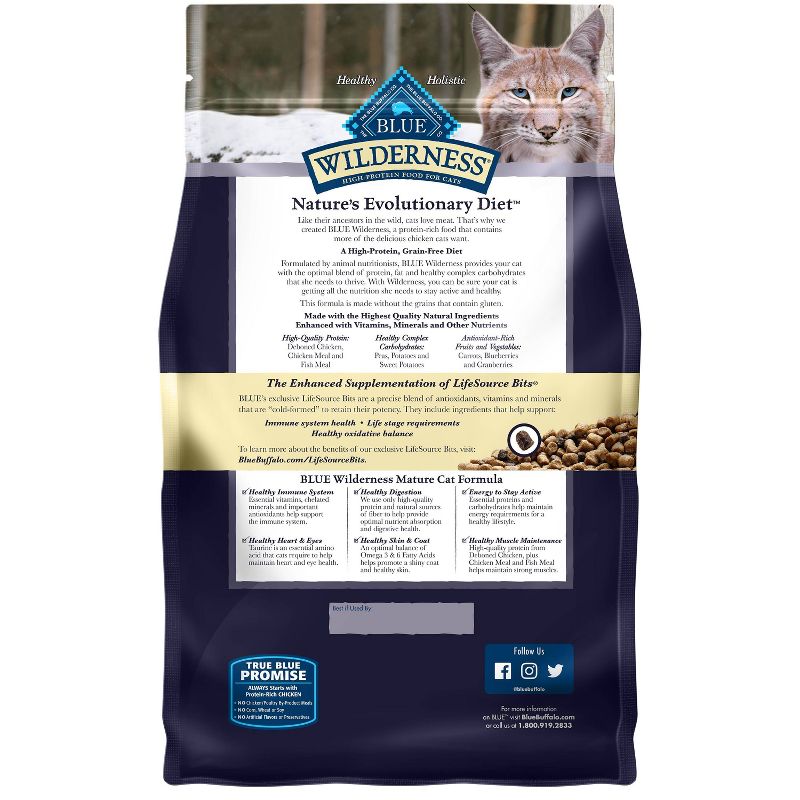 Blue Buffalo Wilderness Grain Free with Chicken Mature Premium Dry Cat Food, 3 of 8
