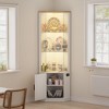 Fredees 69" Display Cabinet with Pop-Up Glass Doors, RGB LED Lights, Motion Sensor, Movable Shelves, Corner Bookcase - 4 of 4