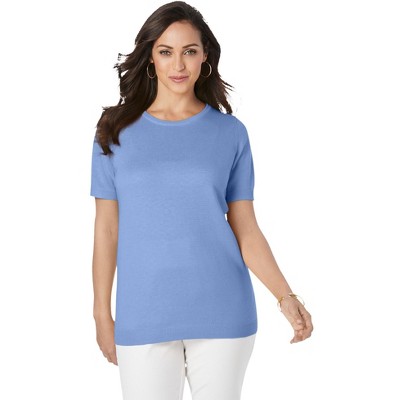 Jessica London Women's Plus Size Fine Gauge Crewneck Shell