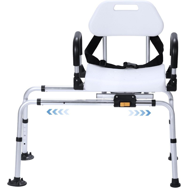Real Relax Sliding Transfer Shower Bench with Safety Belt