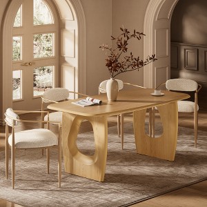 Modern Dining Table Set for 4, 68'' Rectangle Dining Table with 4 Chairs, ith Pedestal Base, Dinner Table for Dining Room, Kitchen-Morden Fort - 1 of 4