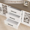 Gray Farmhouse TV Stand with Glass Door – 70 Inch Compatible Mid-Century Entertainment Center, 2 Storage Doors & 3 Drawers - 3 of 4