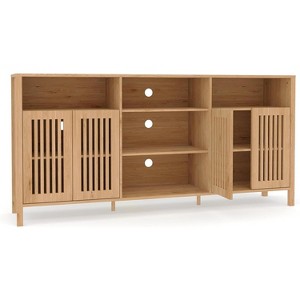 3pcs Entertainment Center with TV Stand & Bookshelves, 2pcs Bookcase Set or Single TV Stand for 70" TVs, for Living Room, Farmhouse Modern Style - 1 of 4