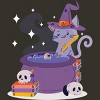 Junior's Design By Humans Halloween Kitty Cauldron By machmigo T-Shirt - 2 of 2
