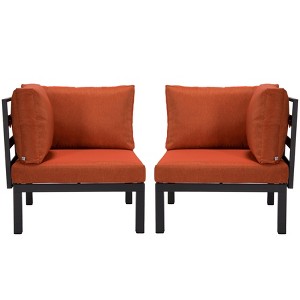 LeisureMod 2-Piece Corner Chair Loveseat Upholstered in Polyester with Aluminum Frame and Removable Cushion Hamilton Collection - 1 of 4