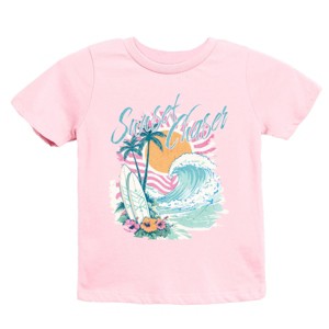 The Juniper Shop Sunset Chaser Waves Youth Short Sleeve Tee - XL - Pink - 1 of 4