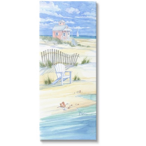 Stupell Industries Beachside Vacation Home Shoreline Canvas Wall Art, 17 X  40 : Target