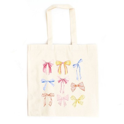 City Creek Prints Coquette Bow Chart Canvas Tote Bag - 15x16 - Natural