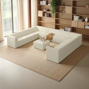 163.39" Corduroy U-Shaped Modular Sectional Sofa, 12-Piece Set - 1 of 4