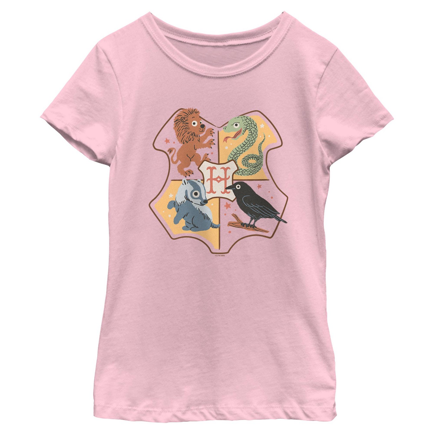 Футболка Harry Potter Hogwarts Houses Emblem T Shirt - Light Pink для девочек, цвет: Светлый розовый — фото 1