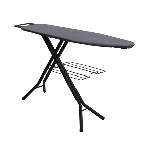 Household Essentials Deluxe Matte Black Ironing Board 4 Legs: Collapsible Metal, 54" x 14", 12.85 lbs, No Warranty - 1 of 4