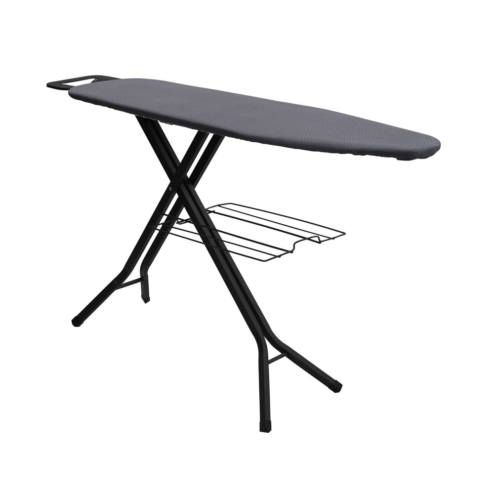 Household Essentials Deluxe Matte Black Ironing Board 4 Legs: Collapsible Metal, 54" x 14", 12.85 lbs, No Warranty