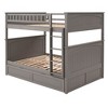 Full Over Full Bunk Bed with Twin Size Trundle, Pine Wood Bunk Bed with Guardrails, White - 3 of 4