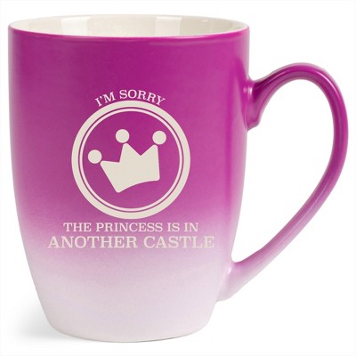 100 North Crown Design 10 Ounce Pink and White Two Toned Ombre, Comfortably Fits Your Hands, Ceramic Tea Coffee Cup Mug, I'm Sorry The Princess Is In