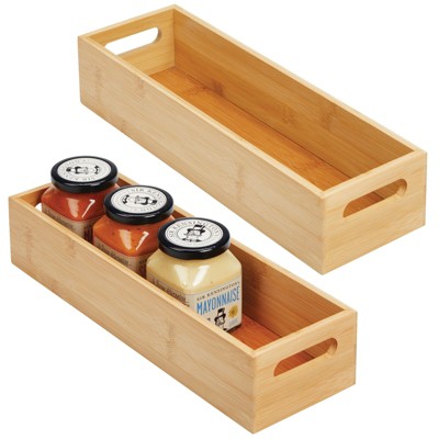 mDesign Formbu Natural Bamboo Kitchen Storage Bin Container Organizer Box, 4 Pack - 4 x 4 x 2.36