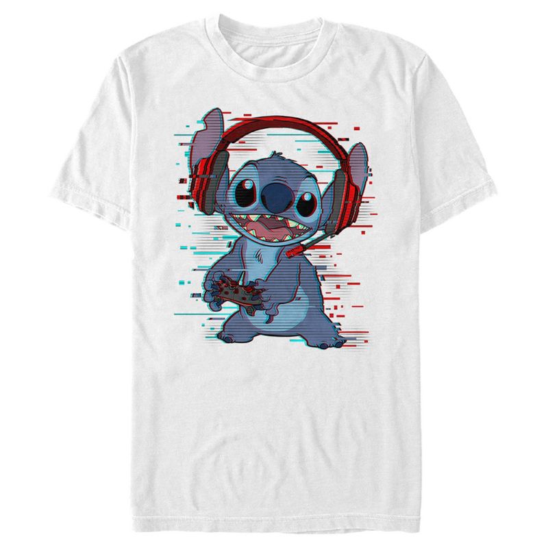 Men's Lilo & Stitch Red and Blue Gamer T-Shirt, 1 of 6