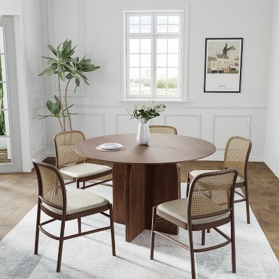 MAYEERTY 45" Wood Round Dining Table for 4, Farmhouse Modern Kitchen ...