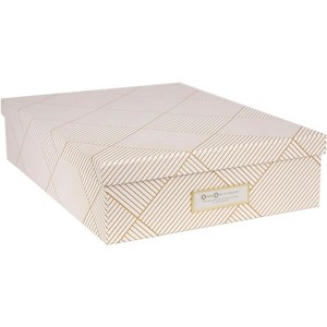 Bigso Oskar Fiberboard Label Frame Document Letter Box for Paperwork A4 or Letter Size - Durable Keepsake Box w/ Lid and Label Holder - Golden Square - 1 of 4