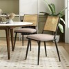 Fontoi Accent Chairs, Chairs with Rattan Backrest And Metal Frame, Natural Cane Chair Set of 2 for Living Room Kitchen, Beige, 21.3"*19.3"*31.1" - 3 of 4