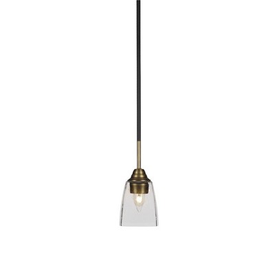 Toltec Lighting Paramount 1 - Light Pendant in  Matte Black/Brass with 4.5" Square Clear Bubble Shade