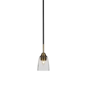 Toltec Lighting Paramount 1 - Light Pendant in  Matte Black/Brass with 4.5" Square Clear Bubble Shade - 1 of 1