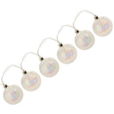 Raz Imports 5ct Battery Operated LED Iridescent Frosted Ball Christmas Lights White - 2.1' Silver Wire