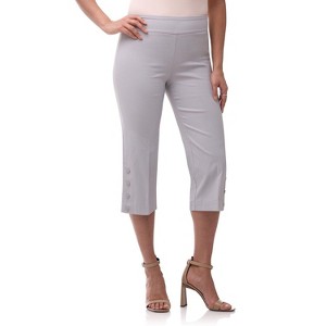 Rekucci Women's Pull-On Mid-Rise Straight-Leg Capri Pants with Button Hem Detail - 1 of 4