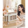 Large Jewelry Box, Vertical Jewelry Organizer with Glass Windows, Jewelry Pouch, 4 Side Drawers, Woven Embossed PU Leather, Gift Idea - 2 of 4