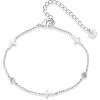 14K Gold Plated Sideways Cross Bracelet for Women Cubic Zirconia Station Bracelet - 4 of 4