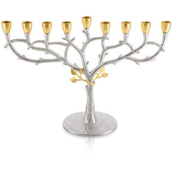 Classic Touch Two-tone Menorah with Leaf Design