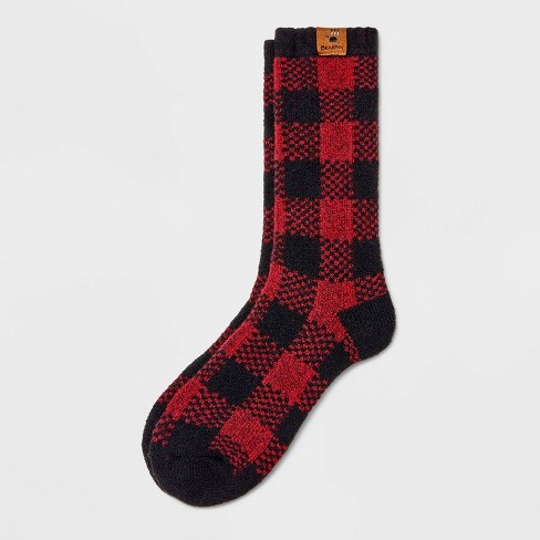 Bear Paw Women s Checker Heat Crew Socks Black red 5 10 Target