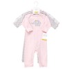 Hudson Baby Infant Girls Cotton Coveralls, Pink Gray Elephant - 2 of 4