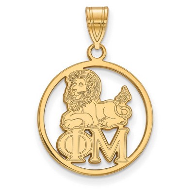 Black Bow Jewelry 14k Yellow Gold Plated Sterling Silver Phi Mu Greek Life Small Pendant