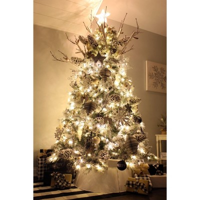 AuldHome Design Enamel Christmas Ornaments 12pk, White; Rustic Farmhouse Wood Tree Decorations, Retro Vintage Style