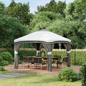 Gulches 10' x 10' Pop Up Canopy Tent with Netting, Instant Party Tent, Height Adjustable, Wheeled Carry Bag & 4 Sand Bags for Outdoor & Garden (Gray) - 1 of 4