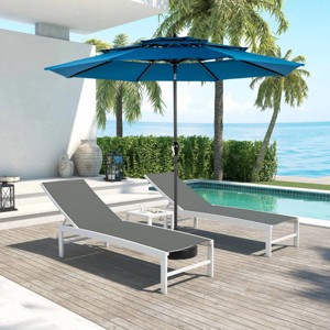 10FT Outdoor Aluminium 3 Tier Polyester Auto Tilt Umbrella,Patio Umbrella With 8 Steel Ribs,Pool Deck Umbrella,Base Not Included-Coolbibila - 1 of 4