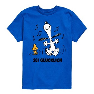 Boys' Peanuts Snoopy and Woodstock Be Happy German Short Sleeve Graphic T-Shirt - Royal Blue - 5T - 1 of 4