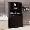 TIRAMISUBEST Two-Compartment Tilt-Out Dirty Laundry Basket Tall Bathroom Cabinet with 2 Adjustable Shelves-Black Sideboard Buffet Cabinet - - 4 of 4