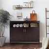 Costway Modern Kitchen Storage 36" Height Cabinet Buffet Server Table Sideboard Dining Wood Brown - image 2 of 4