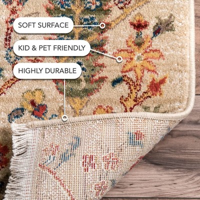 Olive Synthetic Oriental Fringe Runner Rug, 2' 6" x 6'