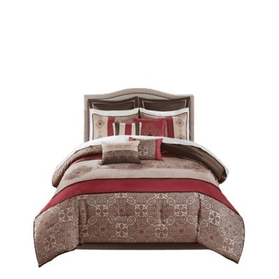 California King Red Microfiber 24-Piece Bedroom Set